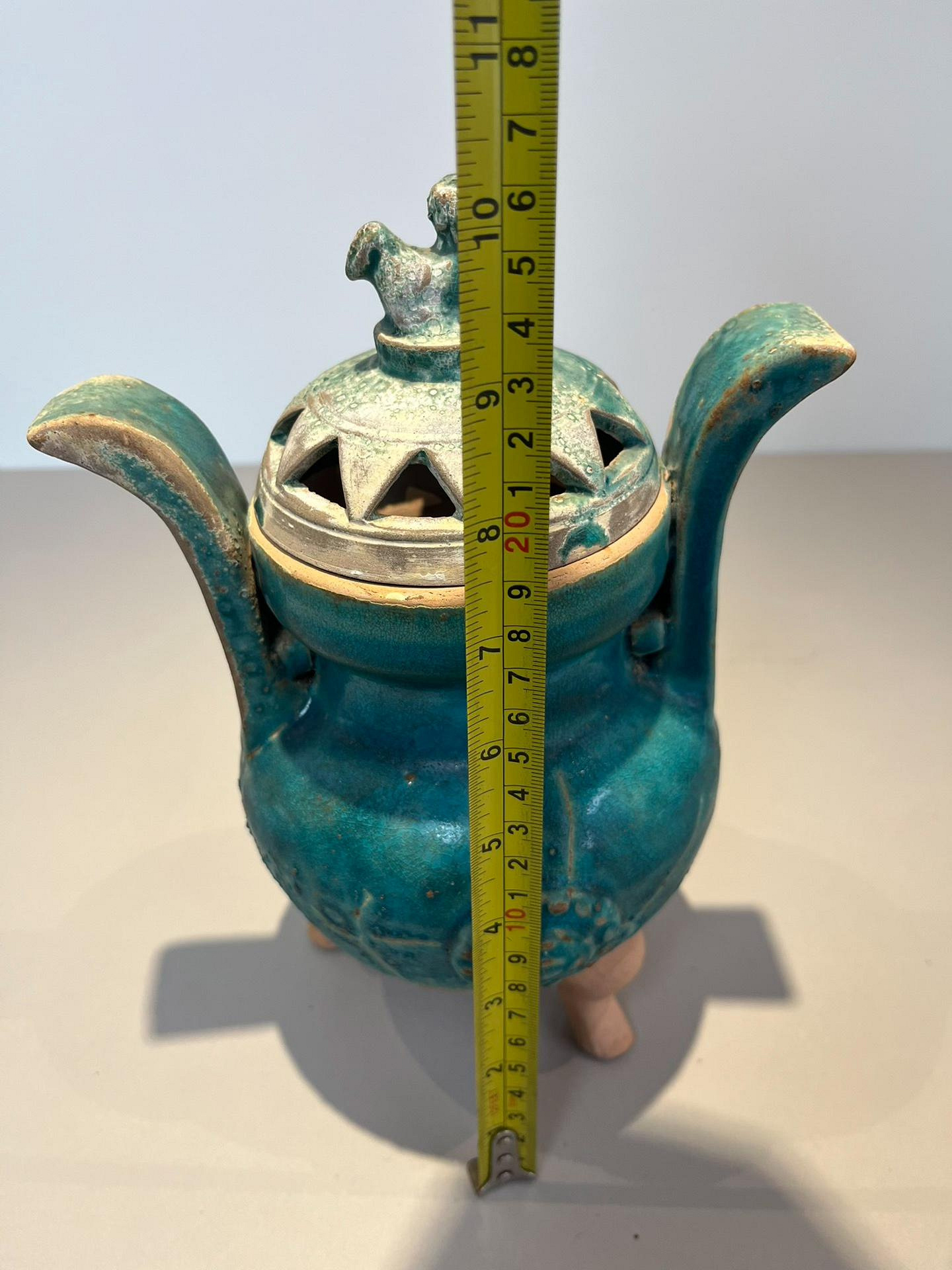 鈞窯香薰爐天藍釉三足雙耳| Yahoo拍賣