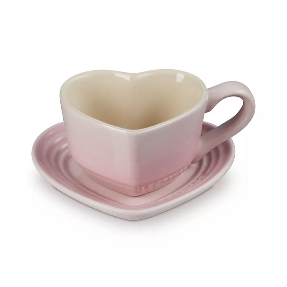 Le creuset 牛奶粉 愛心 馬克杯 杯盤組