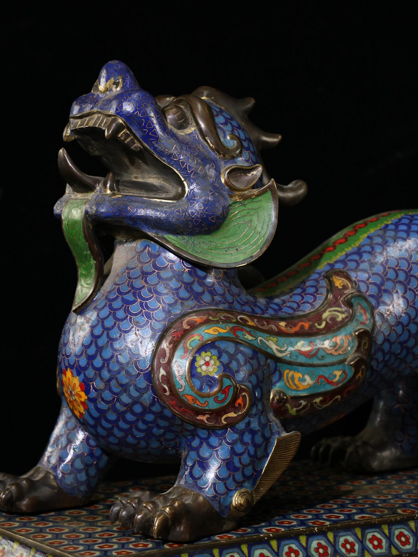 珍品舊藏純銅景泰藍神獸【瑞獸貔貅】大擺件純銅掐絲琺瑯彩器形規整厚重 