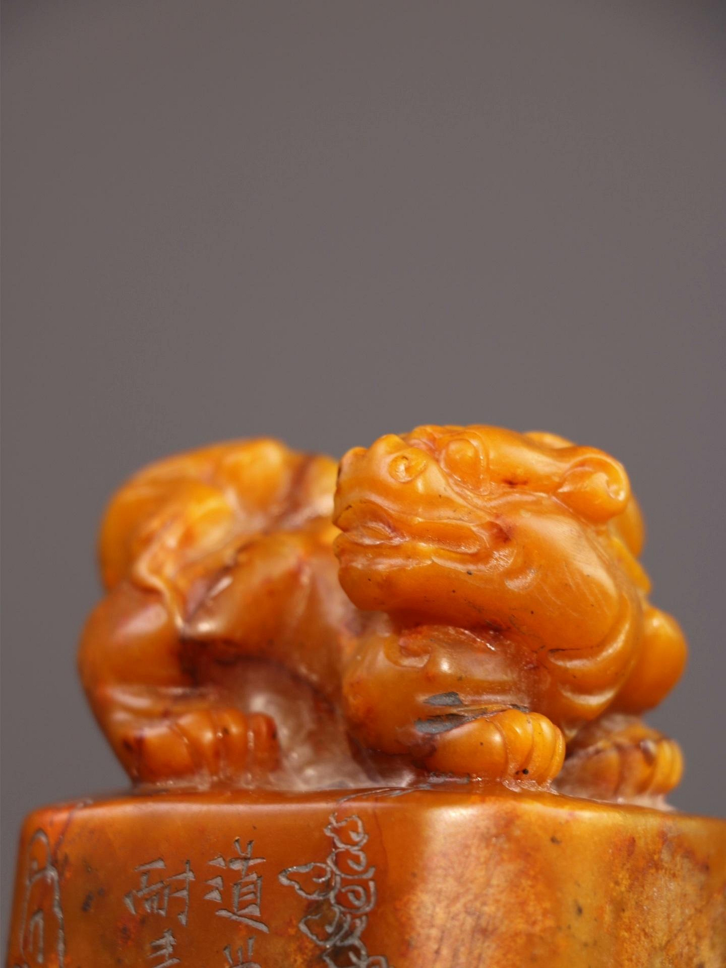 田黄石印鑑　貔貅瑞兽　旧蔵逸品 二手]珍品田黃石印章精雕【神獸貔貅】老閑章硬料麥芽黃雕刻瑞獸呈祥石 コレクション