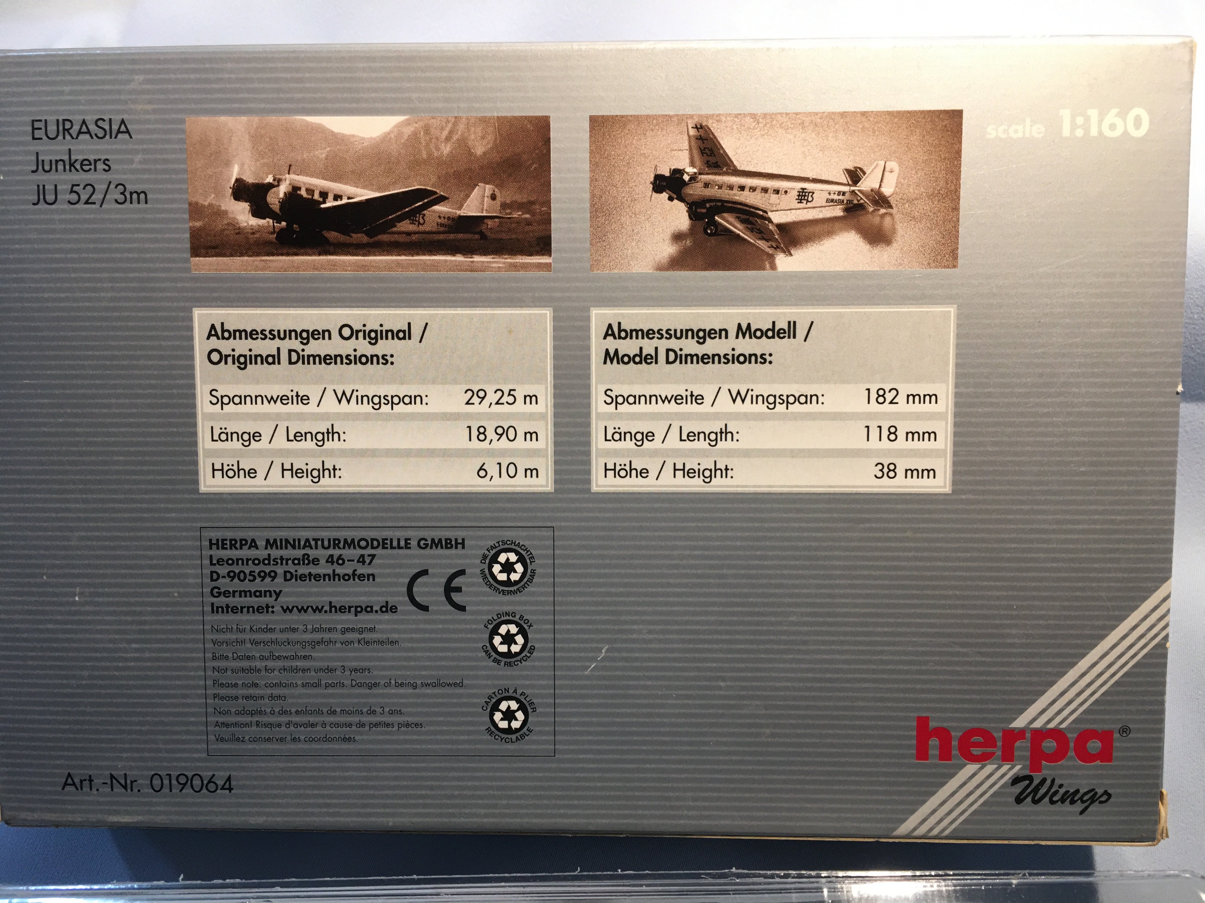 新品未使用Herpa Junkers Ju 52/3m 1/160 絶版 