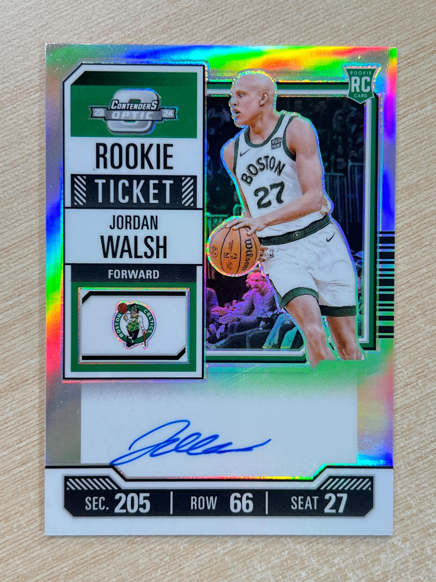 Jordan Walsh 卡面簽AUTO CONTENDERS OPTIC 球票2023-24 新人RC 184 