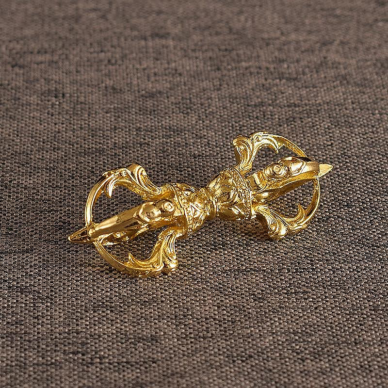 銅製 法器 手揺鈴 五股金剛密鈴 金剛杵銅鈴 装飾品 工芸品 置物 金剛鈴杵黃銅西藏密宗用品供具迷你手搖小鈴鐺五股金剛杵小號擺件~聚