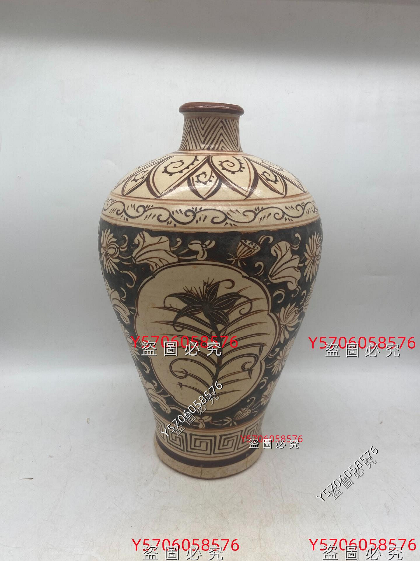 宋代吉州窯畫花大梅瓶器型優美自然全品瓷器舊藏古董古玩二手【快樂真棒