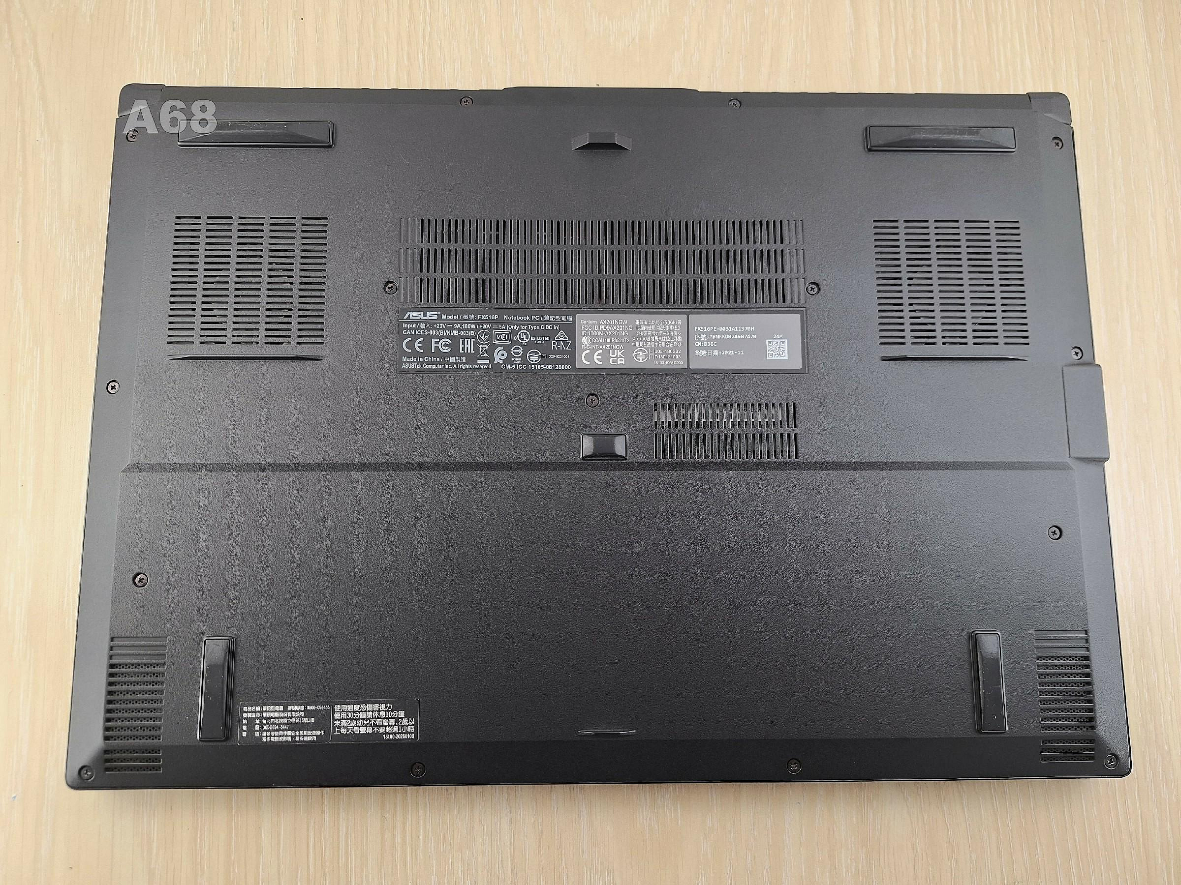 UZ3C二手筆電ASUS FX516P i7-11370H/4G RTX3050/16G/固512G/15吋電競