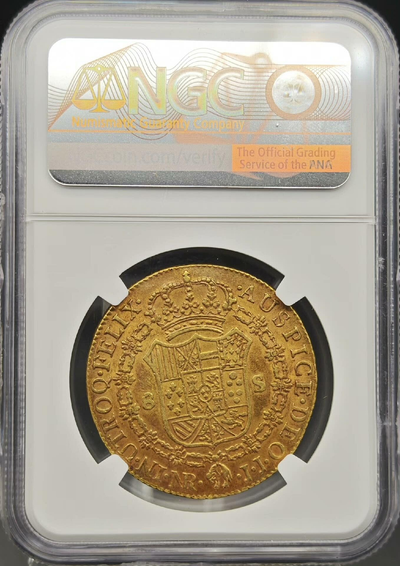 嚴選18世紀西班牙殖民時期古董金幣，純度935，重達27公克卡洛斯四世8