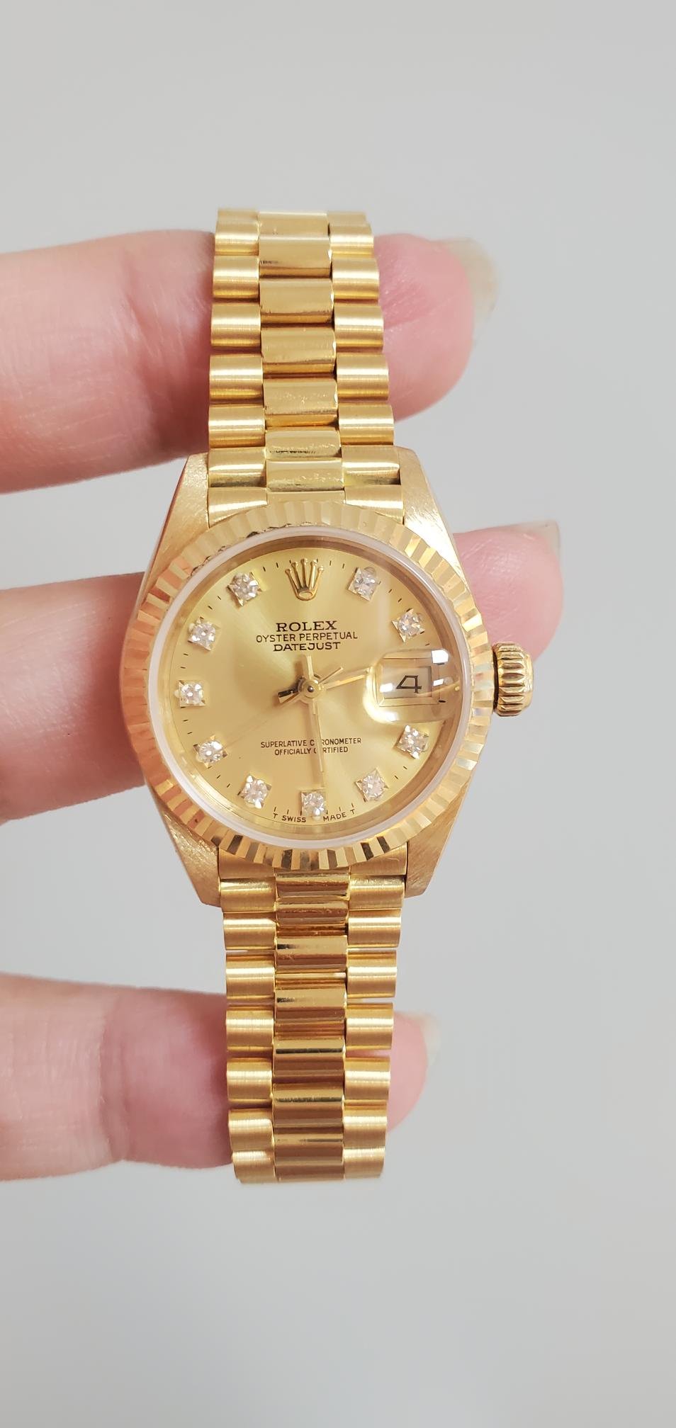勞力士 rolex 69178 原裝十鑽面 女錶 18k 金錶