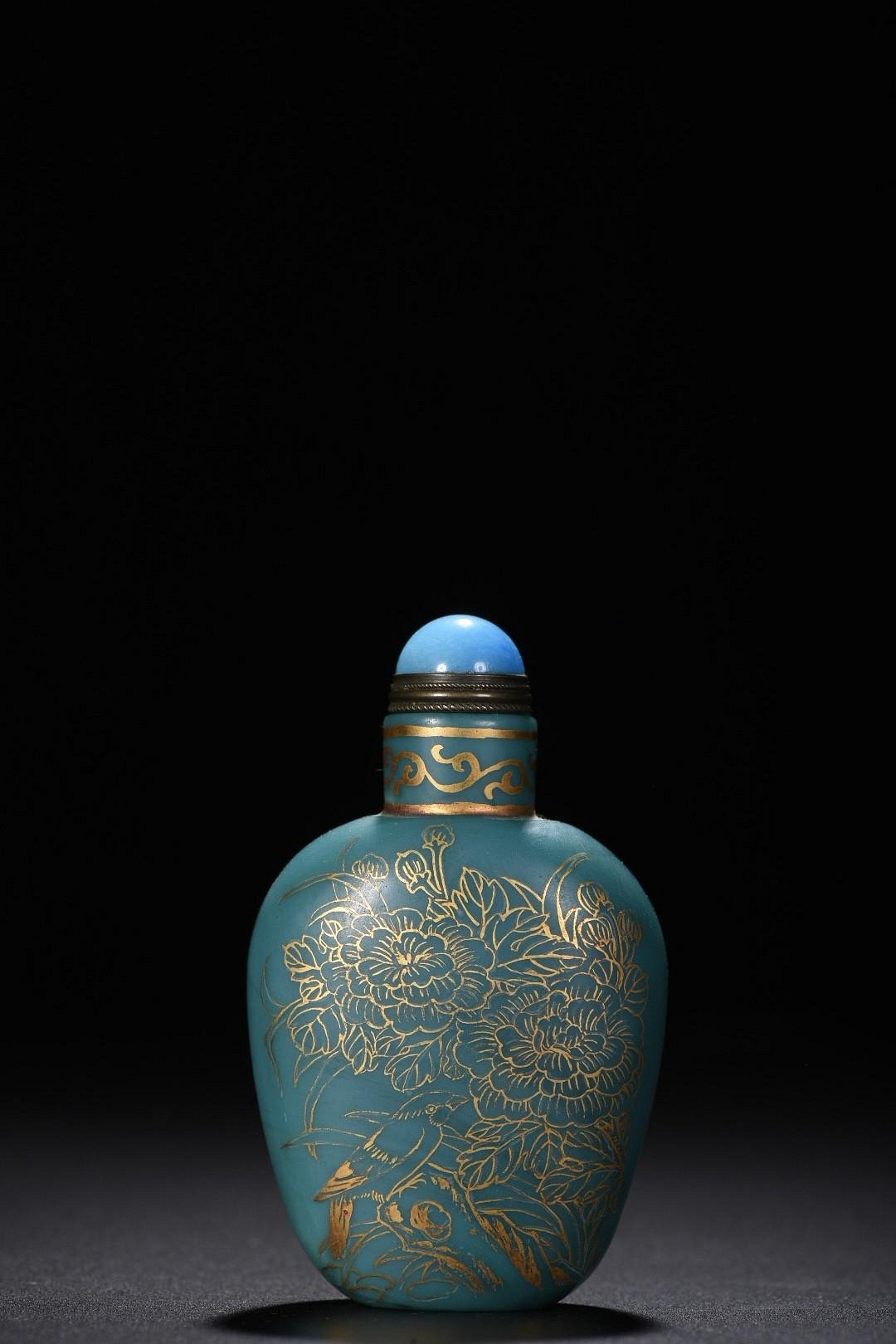 琉璃描金花鳥紋鼻煙壺高86mm 寬52mm 厚25mm重128克180421 | Yahoo拍賣