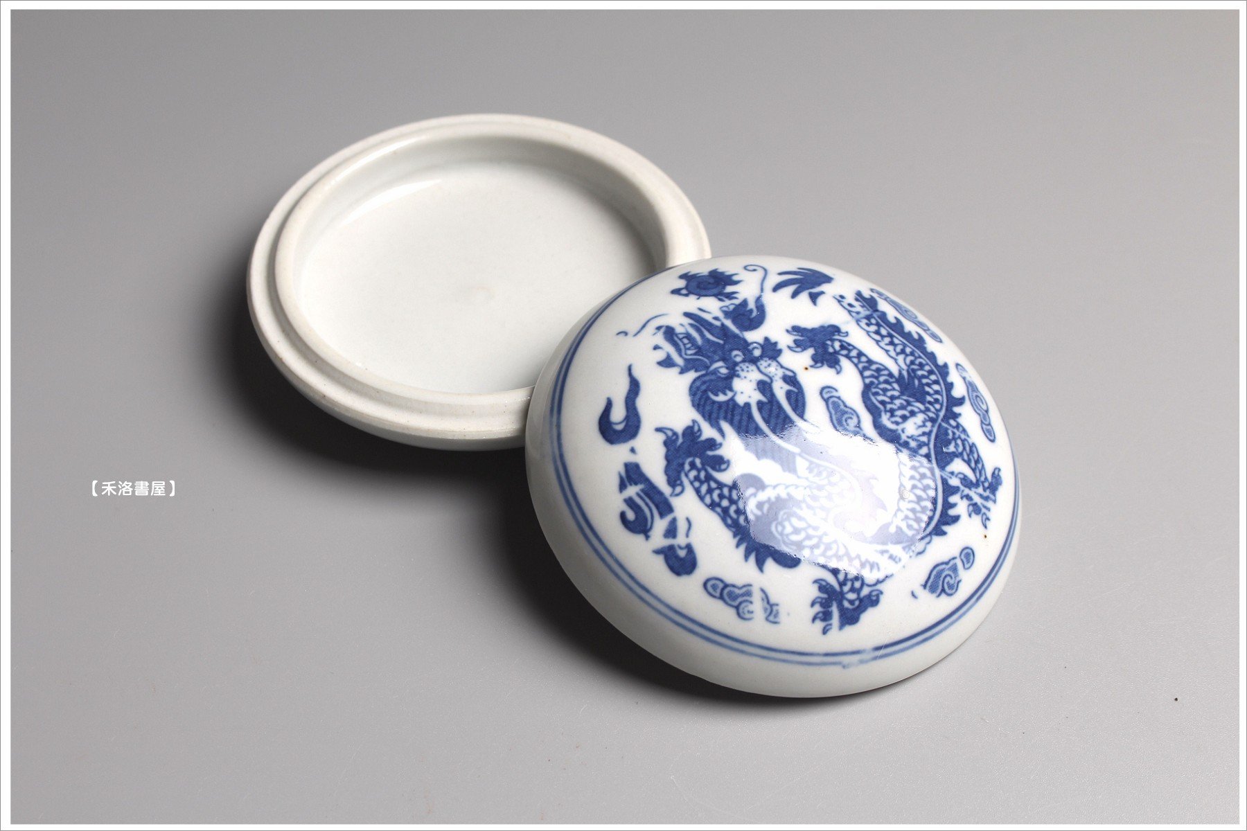 禾洛書屋】青花印泥盒〈外徑9cm〉(適用三兩印泥)瓷印盒/印缸/香盒