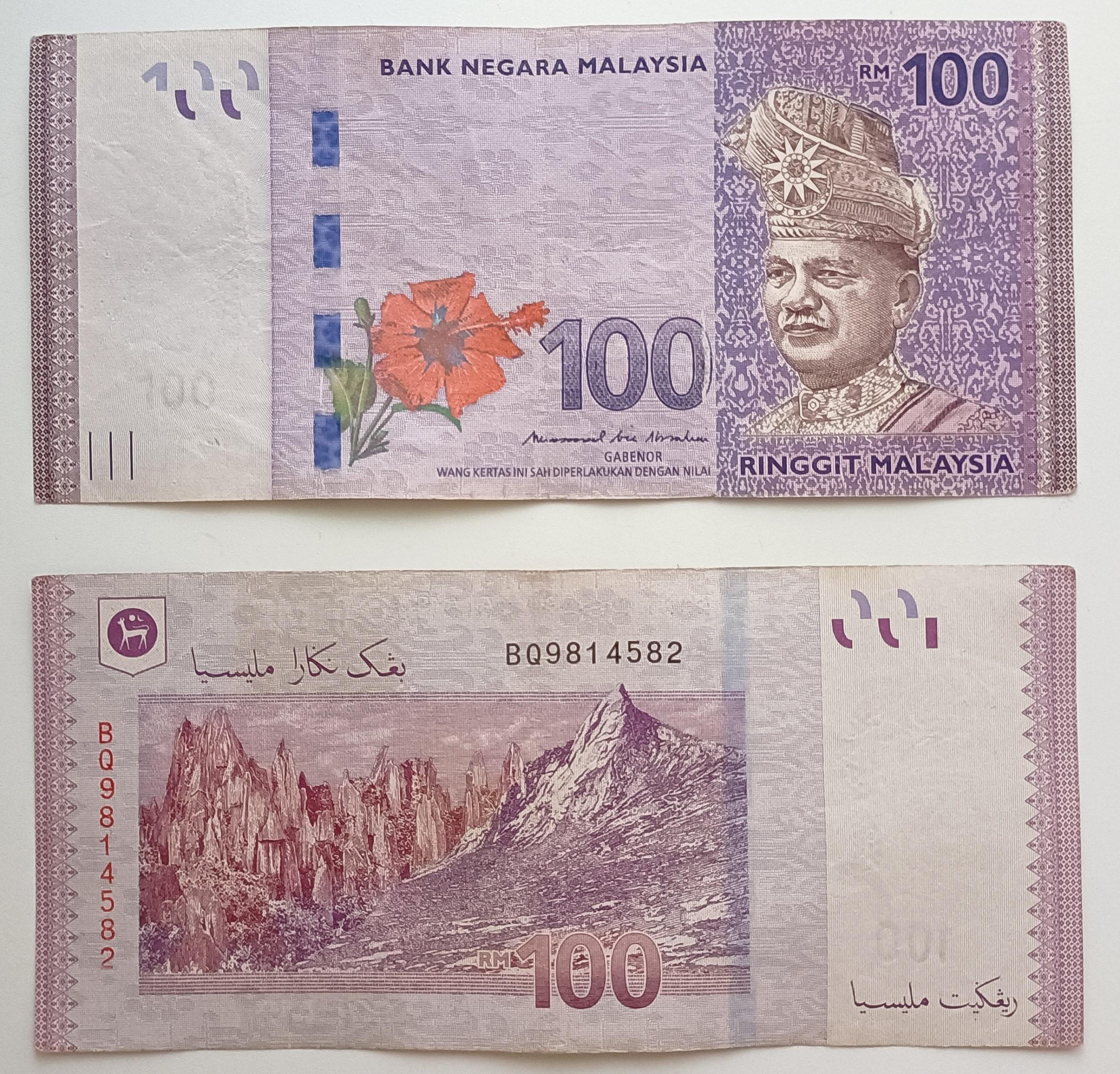 馬來幣(令吉) MYR 100 保證真鈔(版本和號碼隨機)(附硬膠保護套) | Yahoo拍賣