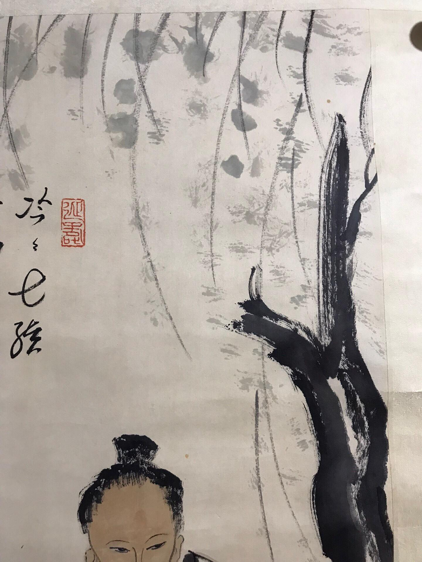 李可染＃人物＃立軸＃純手繪作品＃手工裝裱＃近現代＃名人字畫對攝純