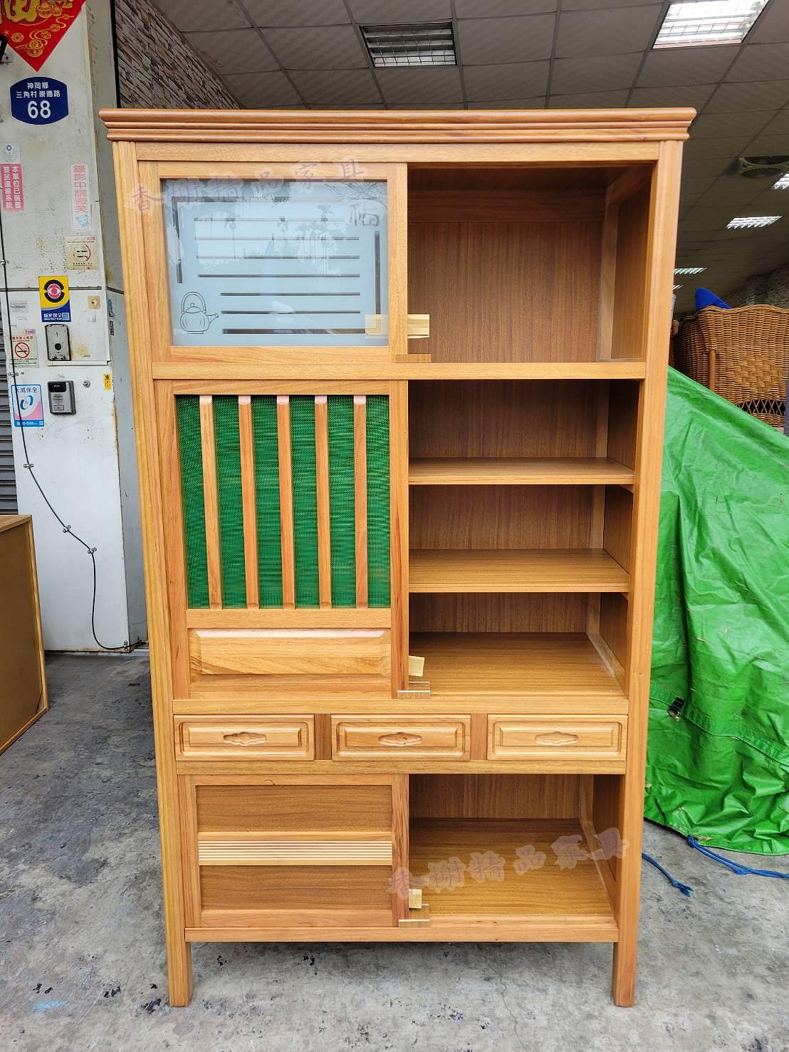香榭二手家具*全新精品 仿古正樟木實木3.5x6尺菜櫥-原木餐櫃-碗盤櫥櫃-矮櫃-玄關櫃-電器櫃-廚房櫃-酒櫃-置物櫃