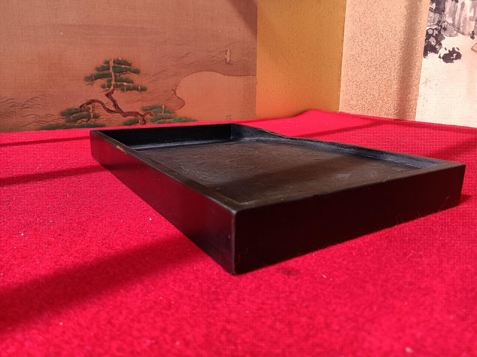 嚴選日本百年老石硯，高島虎斑石質地，長22.6cm，寬13.7cm，厚2.2cm