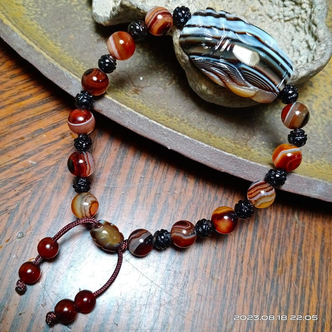 特賣【八吉祥寶瓶天珠+金剛手印】西藏天然藥師礦可調式手珠鍊BP-104傳