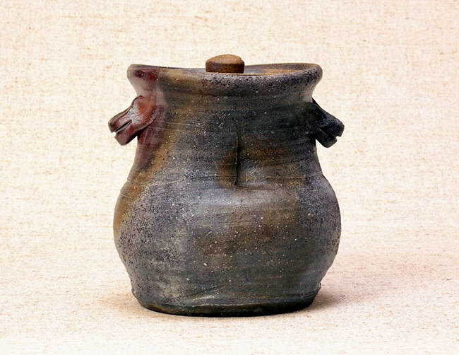 日本六大古窯-備前燒~[作者:本山和泉]~備前燒柴燒水指茶葉罐茶倉茶入