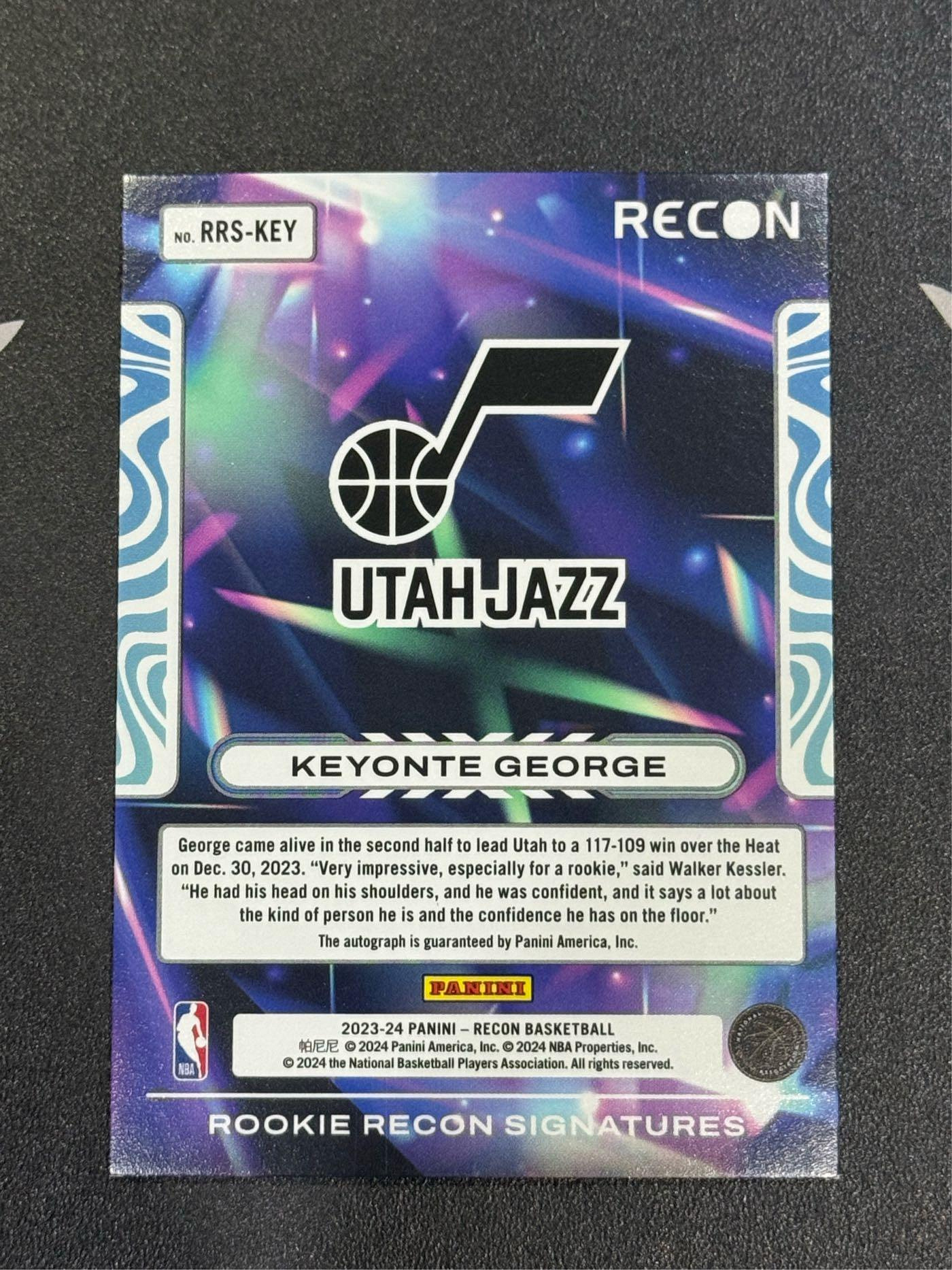 2023-24 PANINI RECON KEYONTE GEORGE ROOKIE RECON AUTO BLUE /75 SP 