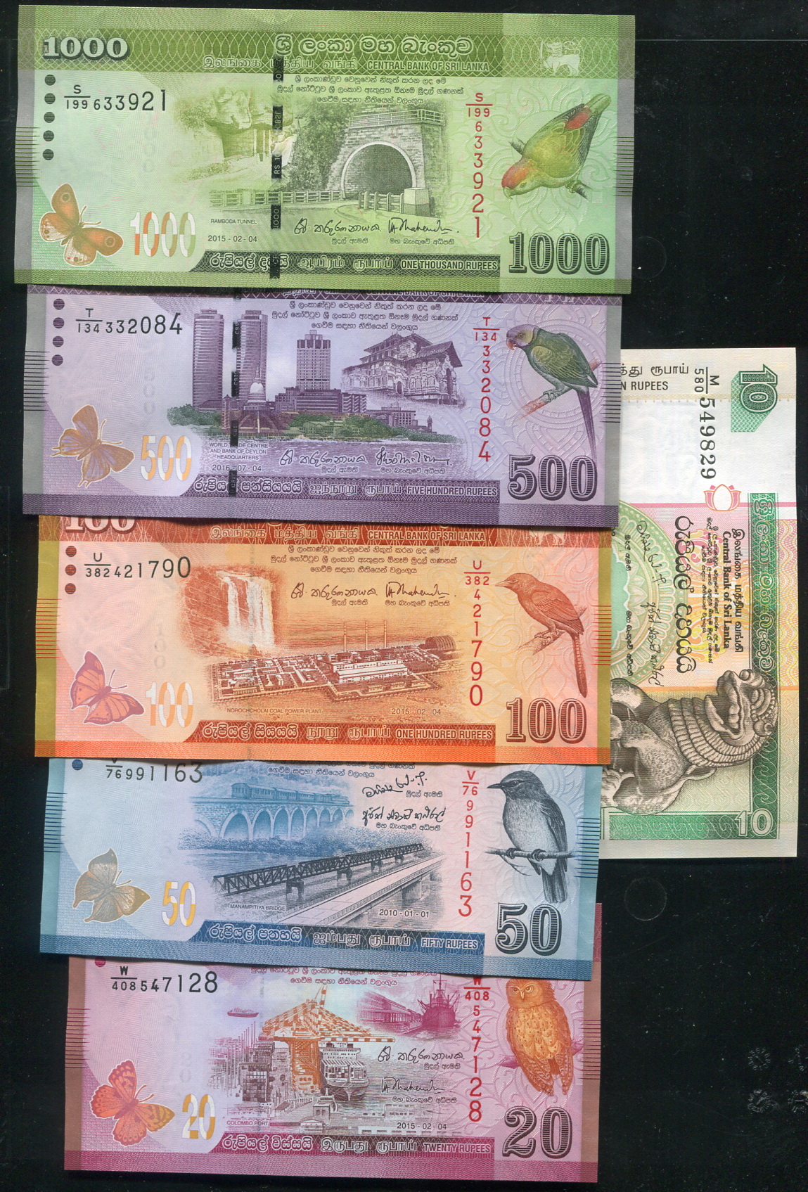 套鈔】SRI LANKA，斯里蘭卡，動物鳥類蝴蝶主題6枚，品相全新UNC | Yahoo拍賣