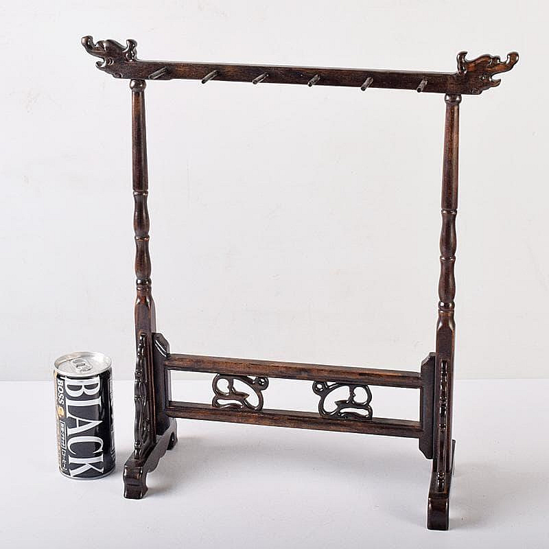 書道具　野崎松寿造　唐木紫檀製　 龍雕　筆掛　筆吊　V　R7943B 書道具野崎松壽造唐木紫檀製龍雕筆掛筆吊VR7943B | Yahoo拍賣