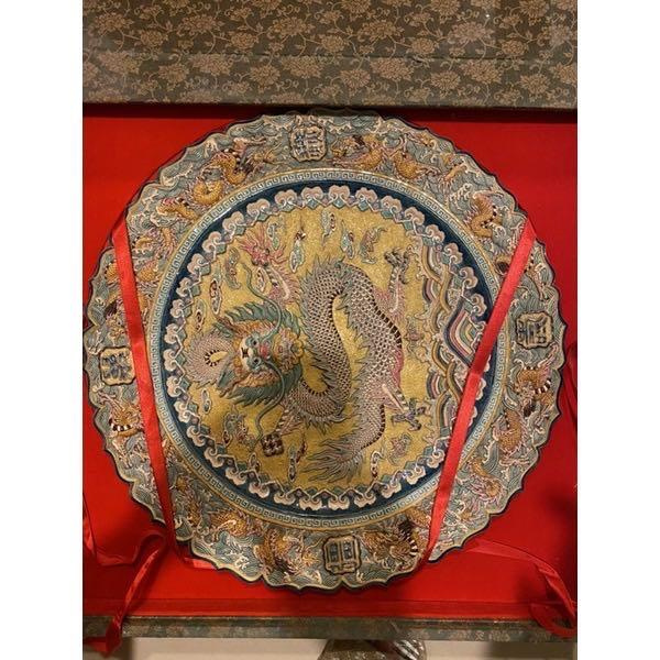 【未使用】交趾陶　交趾焼　鹿港窯　九龍盤 未使用】交趾陶 交趾焼 鹿港窯 九龍盤 鹿港窯禮品館 交趾陶中戲獅