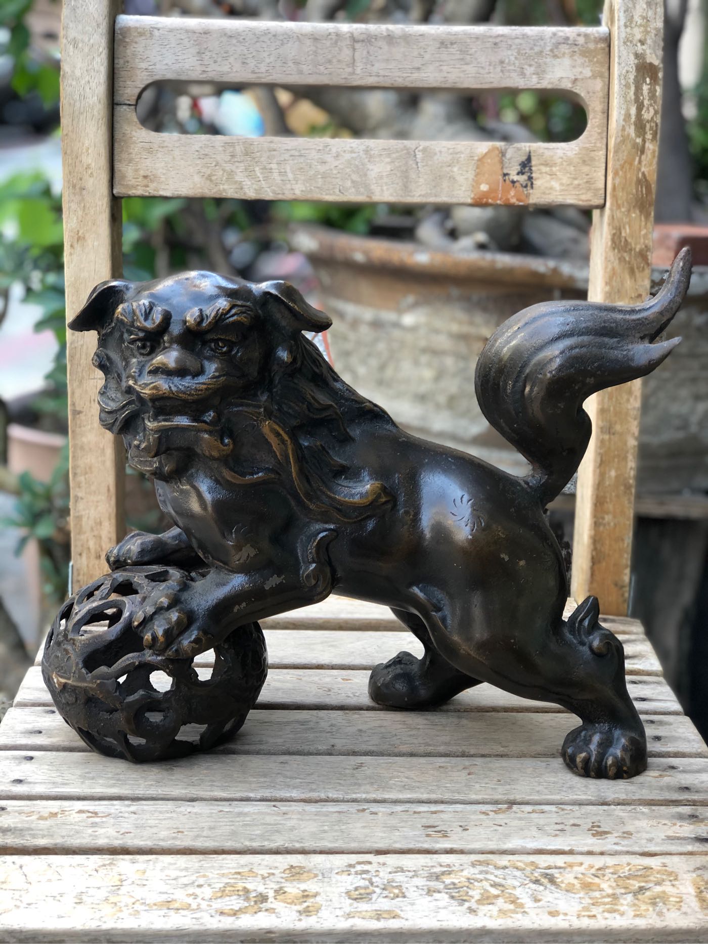 老日本銅製玉乗獅子（33cmx25cm) | Yahoo拍賣