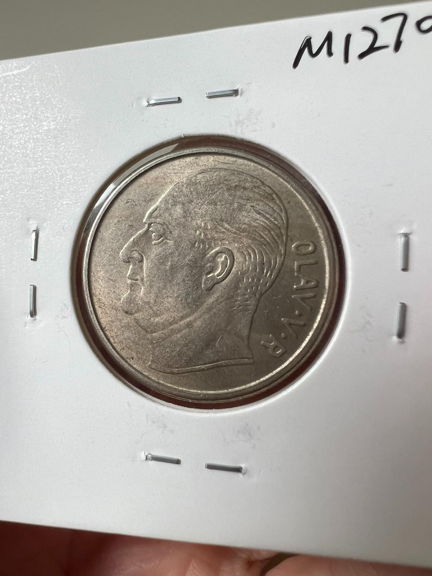 嚴選1960挪威1克朗奧拉夫五世駿馬硬幣，國王肖像散幣收藏奧拉夫五世駿馬硬幣| Yahoo拍賣