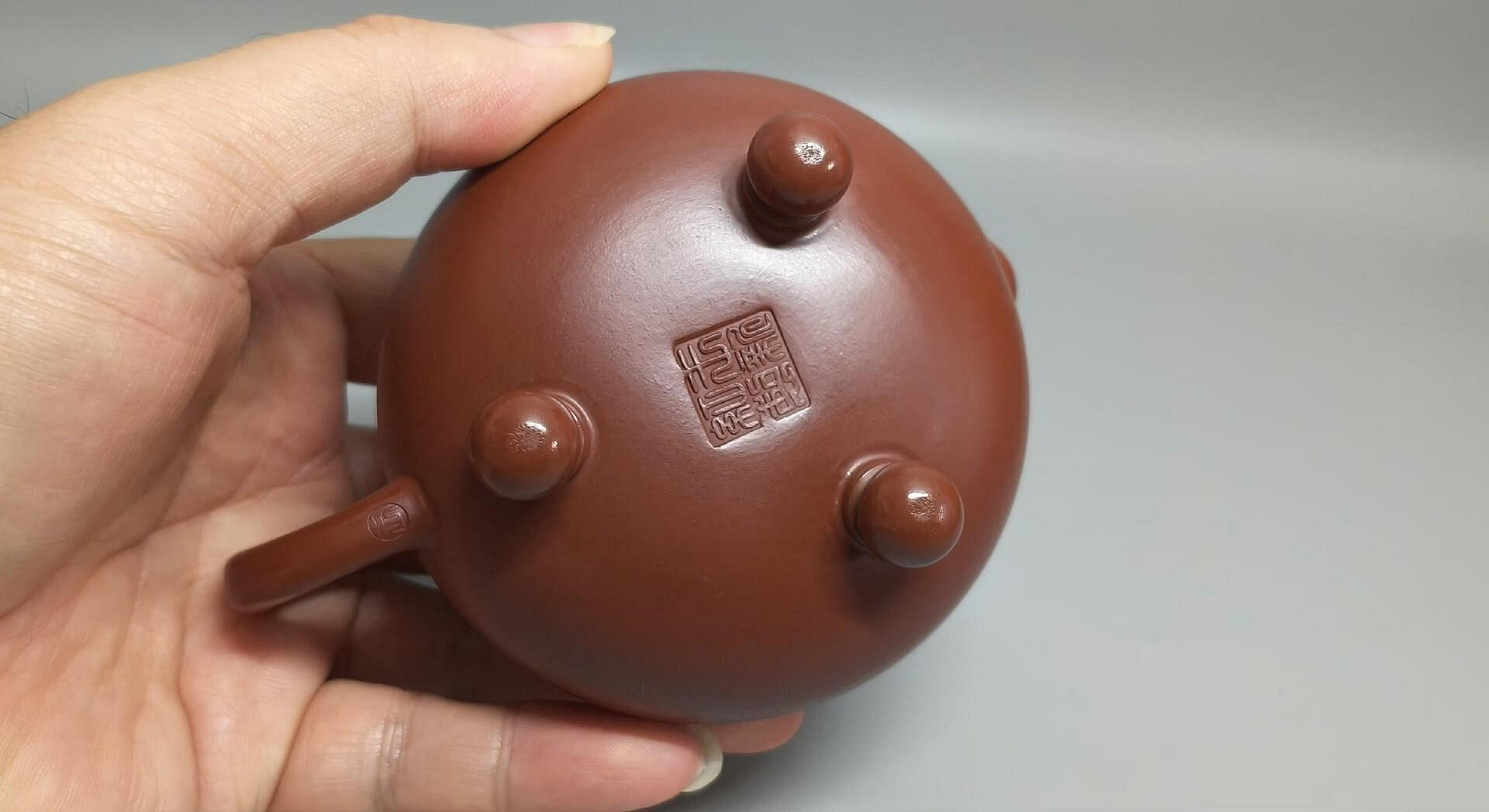 古玩老物件收藏實力派王新紅原礦大紅袍三足水平紫砂壺一把特惠| Yahoo拍賣