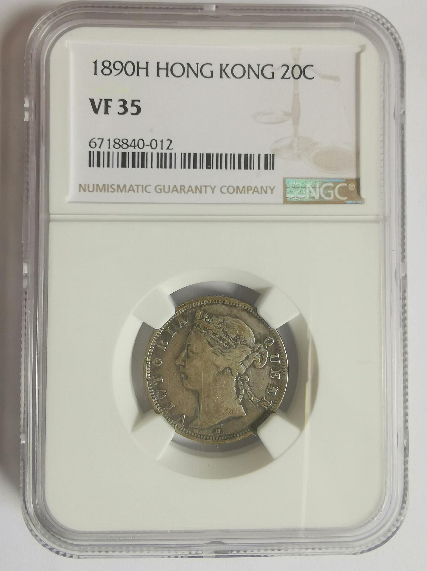 1890年香港貳毫銀幣H版NGC CVF 35分， ??完美好收藏嚴選1890 2cent H版