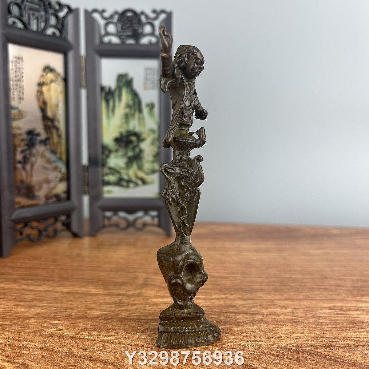 銅器工藝品復古尼泊爾手工實心憤怒蓮師金剛杵降魔杵藏式密宗法器擺件