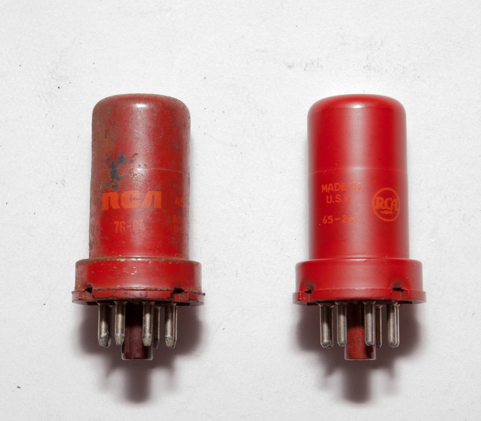 真空管　RCA 6973 6本 717A ︽NO:63604 美國RCA 5693 一對 特製紅色鐵管 真空管 ( 6SJ7