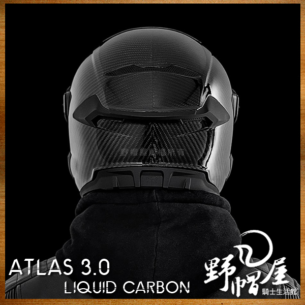野帽屋》英國RUROC ATLAS 3.0 CARBON 全罩安全帽碳纖維附墨片。LIQUID