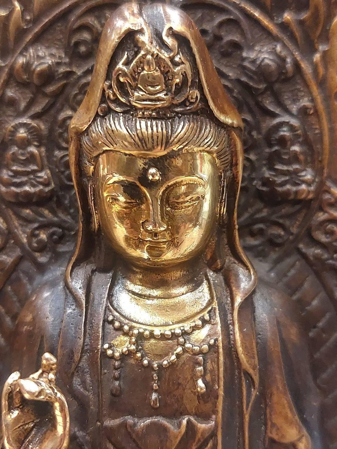 銅製 靠背观音菩萨 仏像 工艺品 摆件 装飾品 美術品 銅製 靠背观音菩萨 仏像 工艺品 摆件 装飾品 美術品