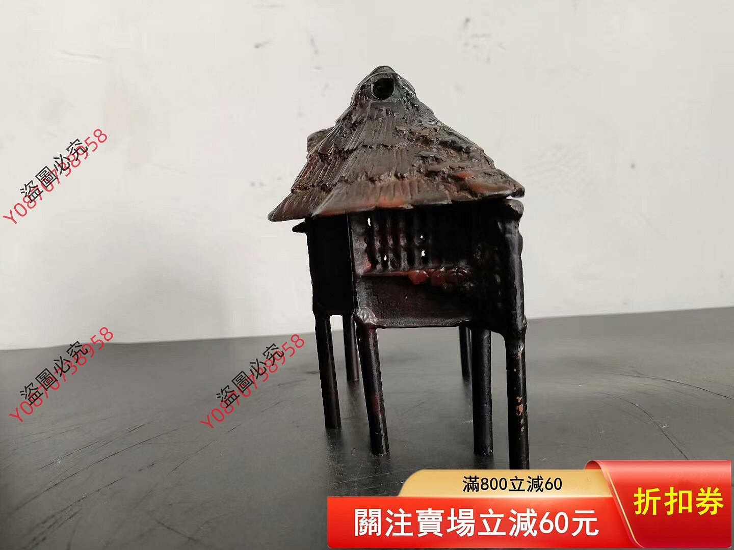 日本銅香爐老物件明治-昭和早期銅器葛屋造型香爐古樸別致包漿厚重高約