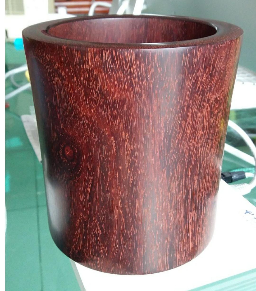 頂級精品金星小葉紫檀筆筒(直徑:120mm高:128mm)市面少見的高端