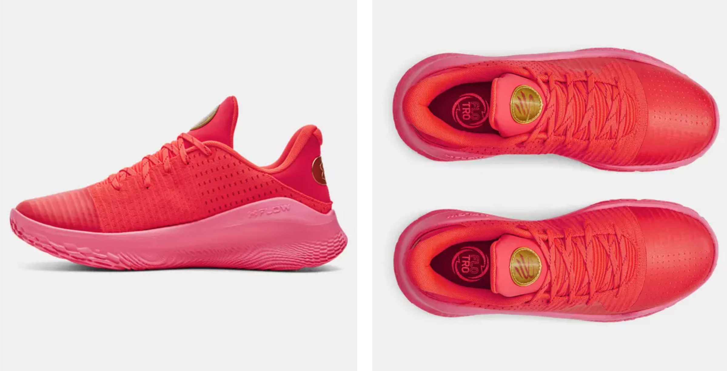 【未使用級】UNDER ARMOR CURRY 4 LOW flotro レッド Under Armour Curry 4 Low FloTro Flooded Basketball Shoes