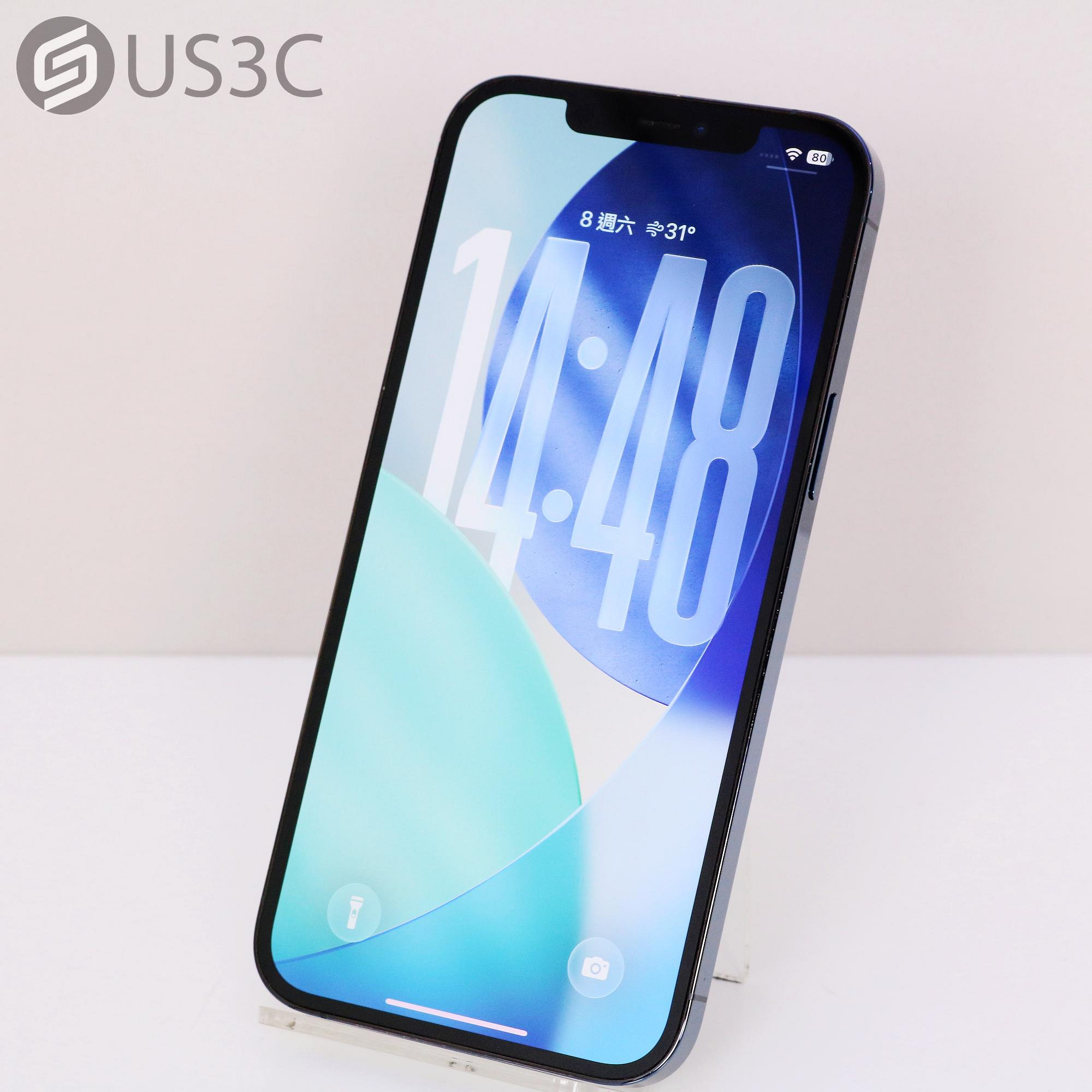 【US3C-高雄店】【一元起標】台灣公司貨 Apple iPhone 12 Pro Max 256G 太平洋藍 6.7吋 Face ID解鎖 二手手機