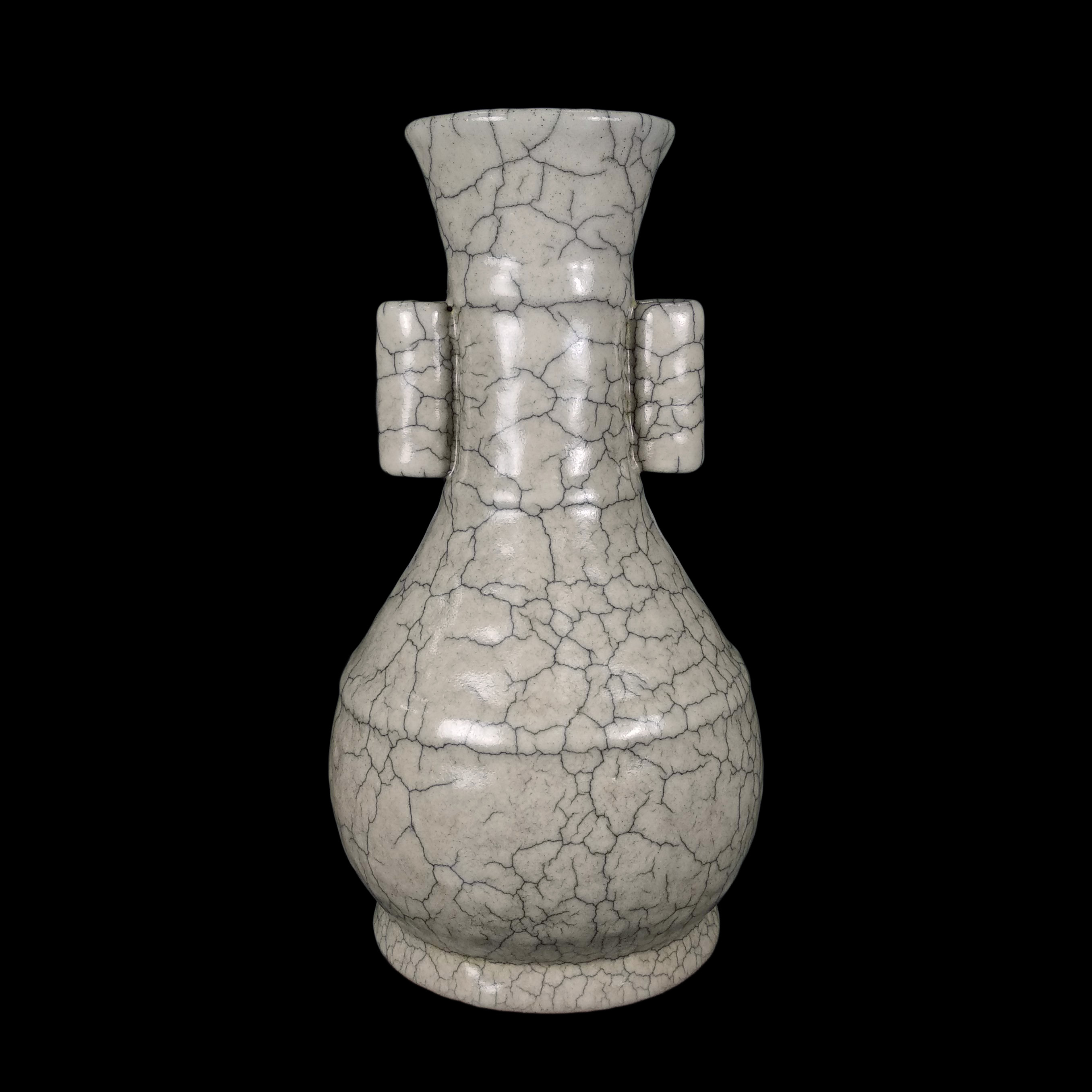 宋時代 哥窯 貫耳瓶 双耳花瓶 珍品 陶芸　骨董品 中国古玩 磁州窯 双耳扁壺 時代物唐物 （緑屋i□ 中国古玩 徳化