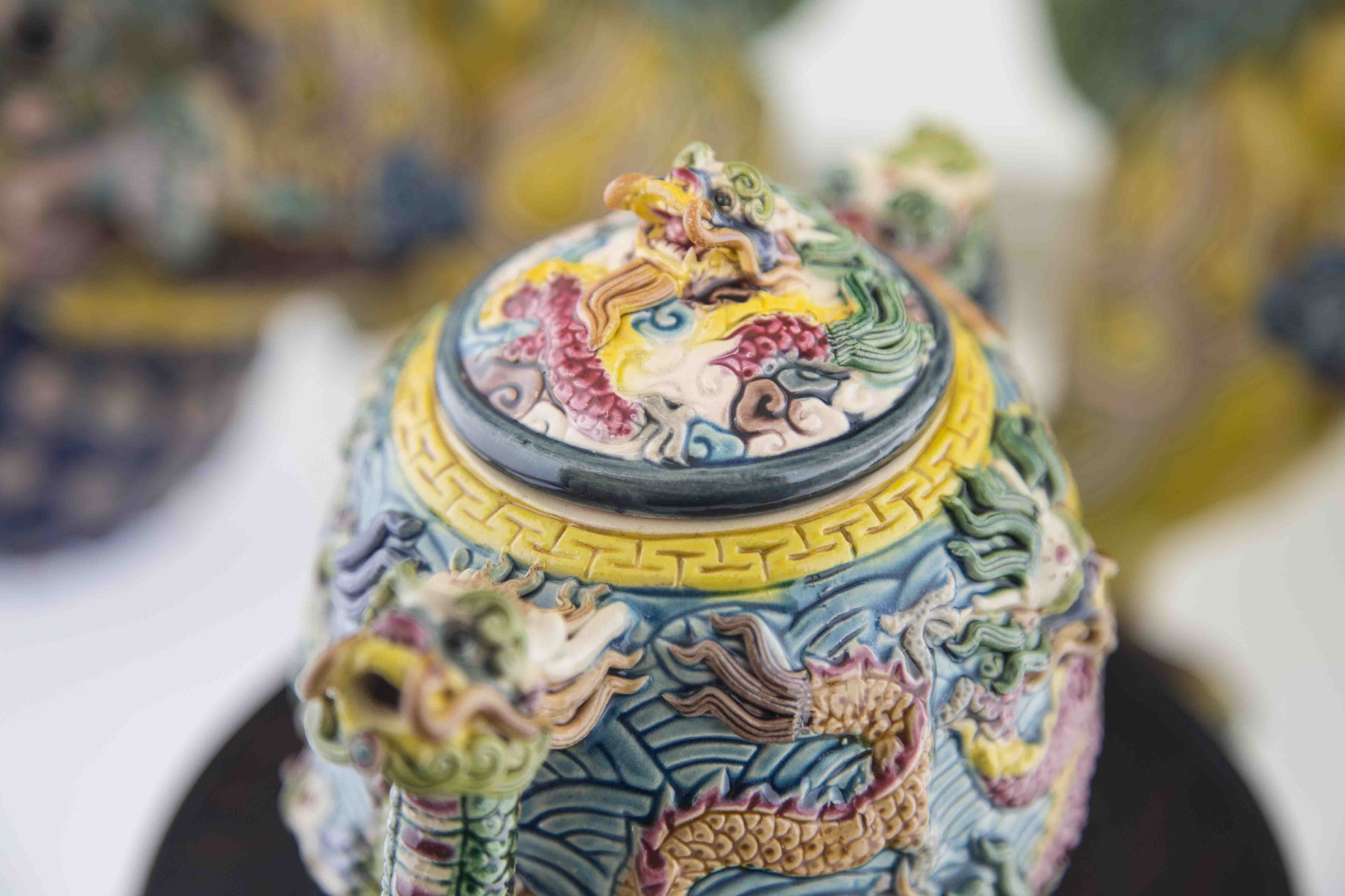 亂太郎*****台灣交趾陶林智信林俊亨九龍茶壺| Yahoo拍賣