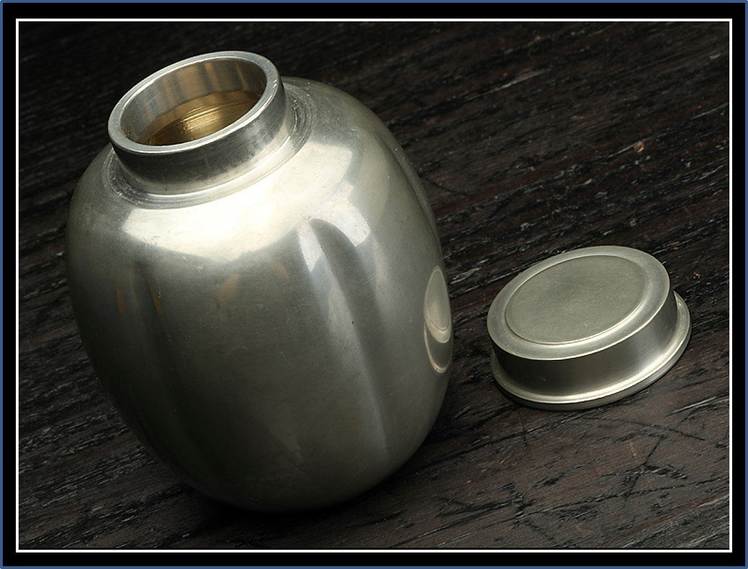 勇福堂》】日本茶道具－靜壽居藏苑造【純錫阿古陀式茶葉罐（茶罐）】共