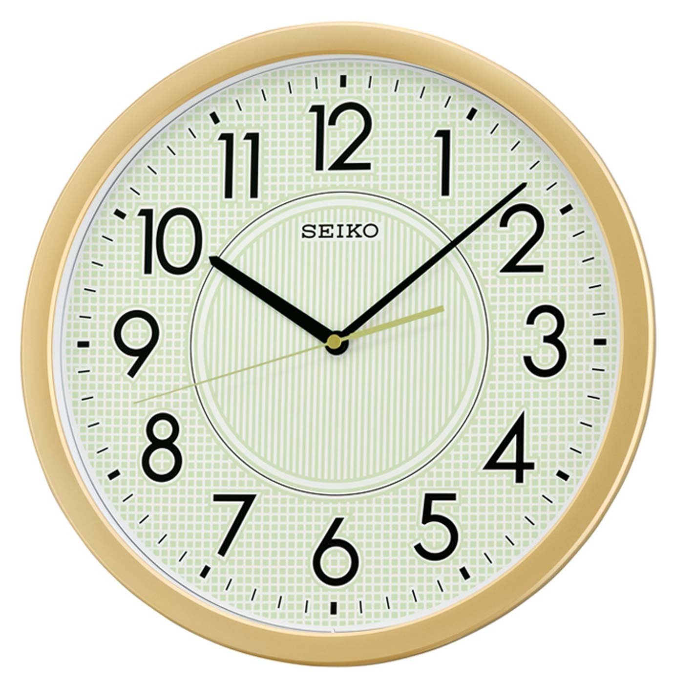 SEIKO CLOCK掛鐘(滑動式秒針),高光度夜間顯示,古銅金色塑膠外殼大鐘徑