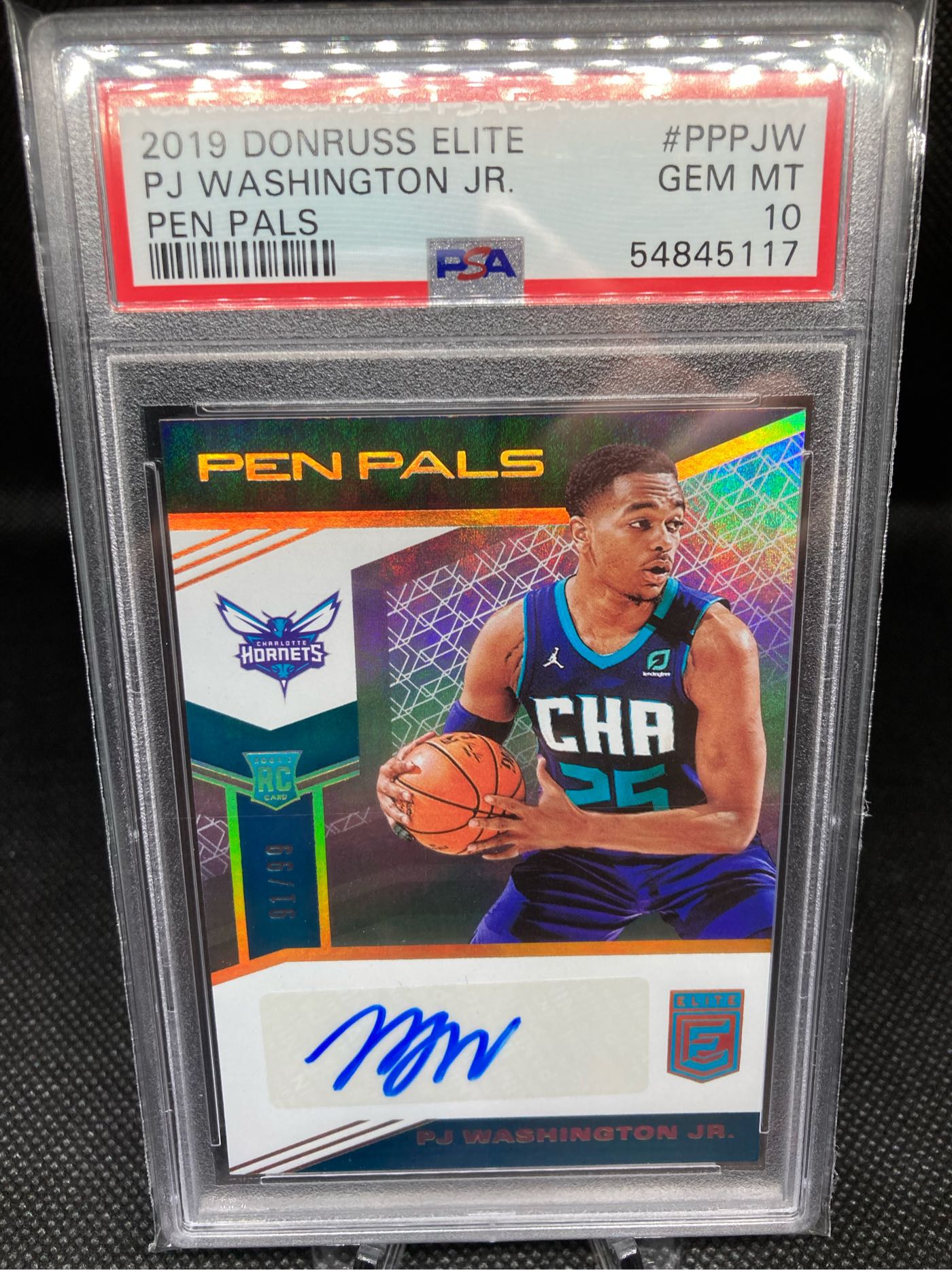NBA 2019 Pj Washington Jr. Auto #PPPJW /99 RC PSA 10滿分新人簽名 