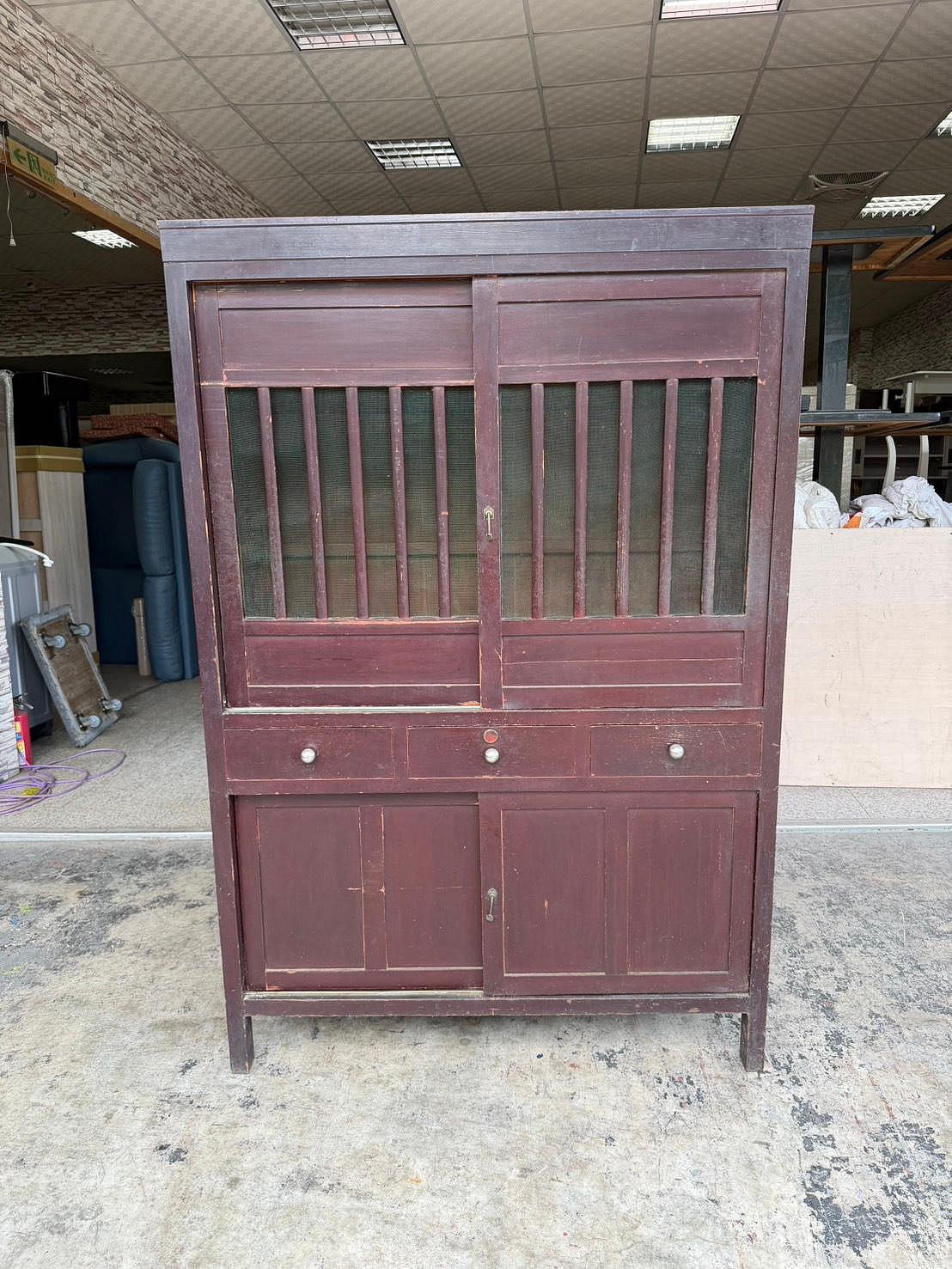 香榭二手家具*古董家具 台灣檜木4x6尺菜櫥-原木餐櫃-碗盤櫥櫃-玄關櫃-電器櫃-廚房櫃-阿嬤嫁妝-早期家具-古董傢俱