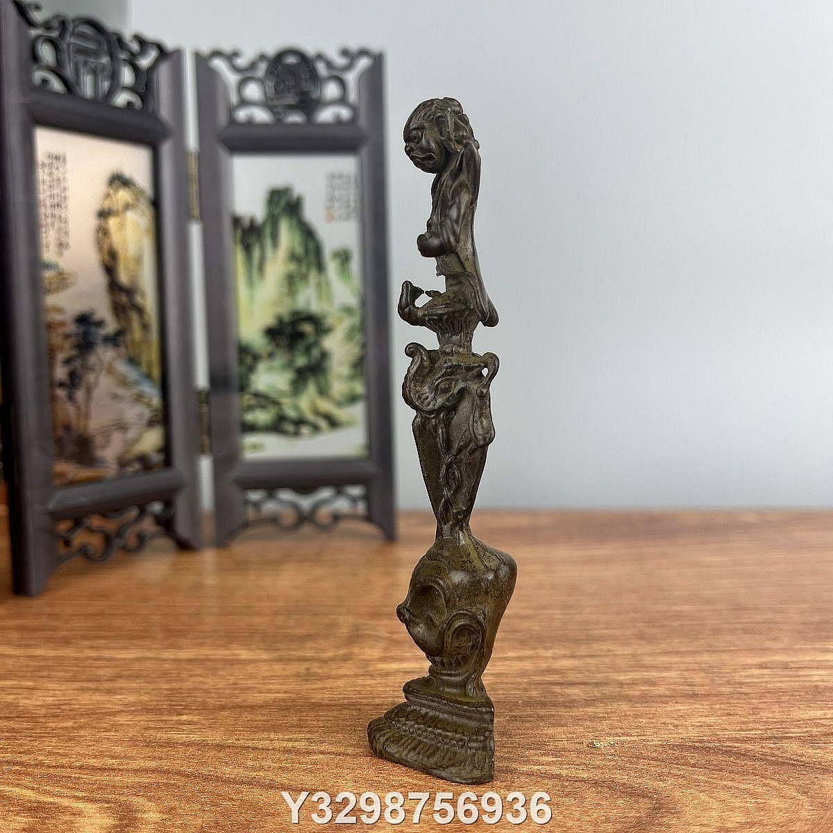 銅器工藝品復古尼泊爾手工實心憤怒蓮師金剛杵降魔杵藏式密宗法器擺件