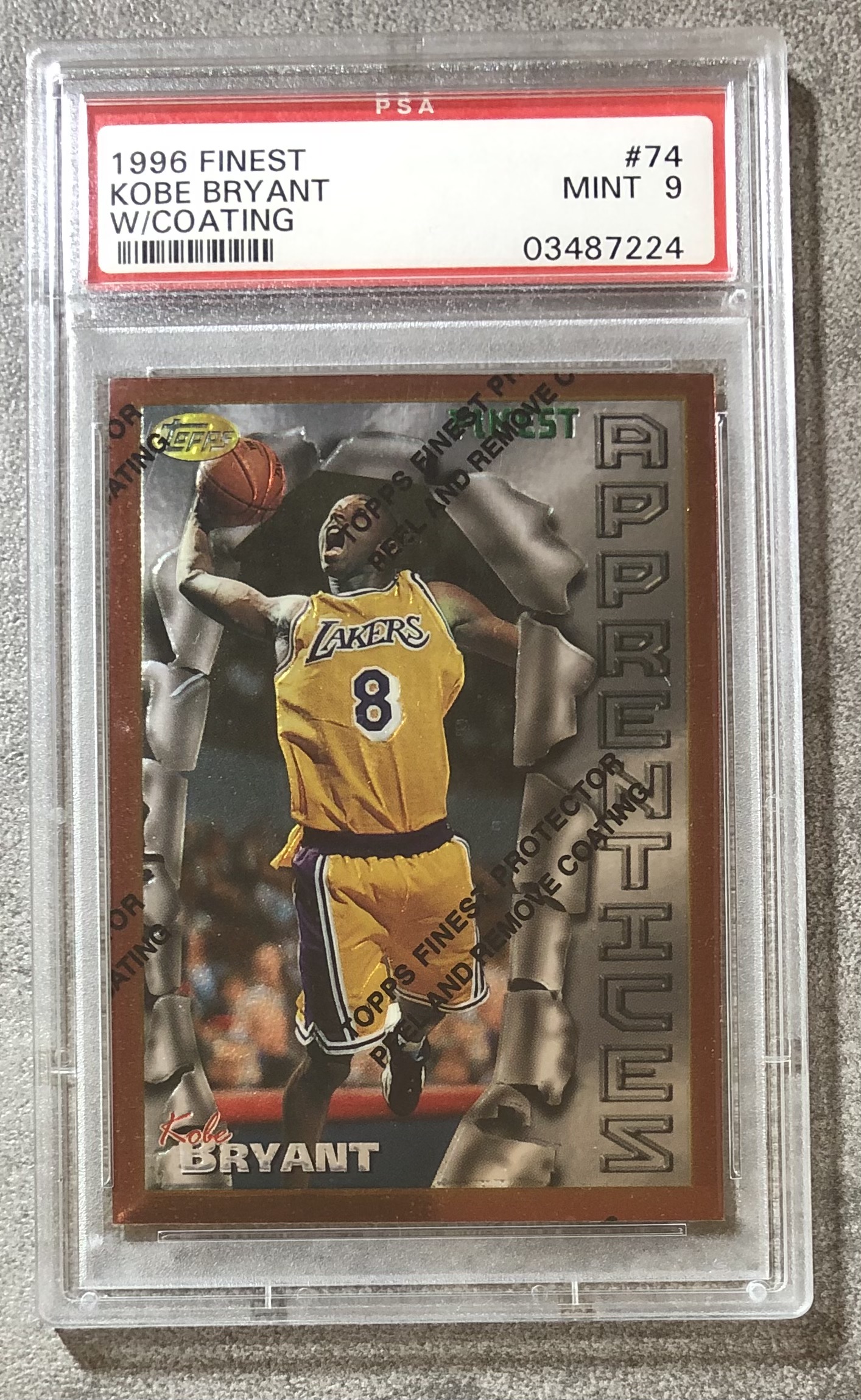 1996-97 Topps Finest Kobe Bryant Rookie RC #74 PSA 9 球員卡
