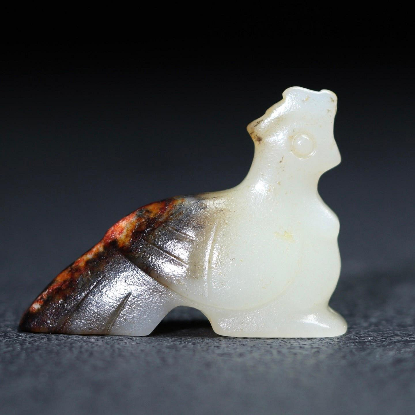 18855和田玉舊藏迴流珍品玉鳳凰玉質剛性細膩油潤包漿醇厚沁色入骨雕工
