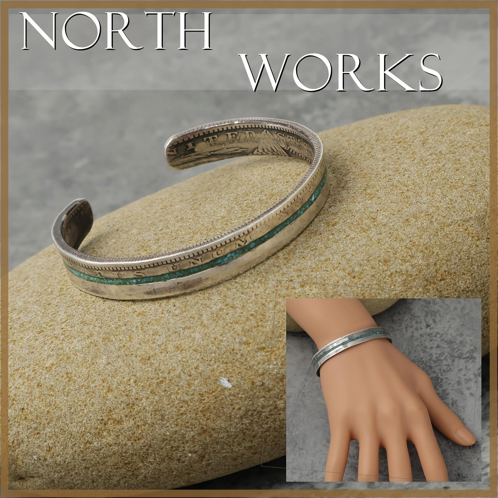 桑園の】二手真品~日本NORTH WORKS 純手工鑄造百年摩根老銀幣鑲