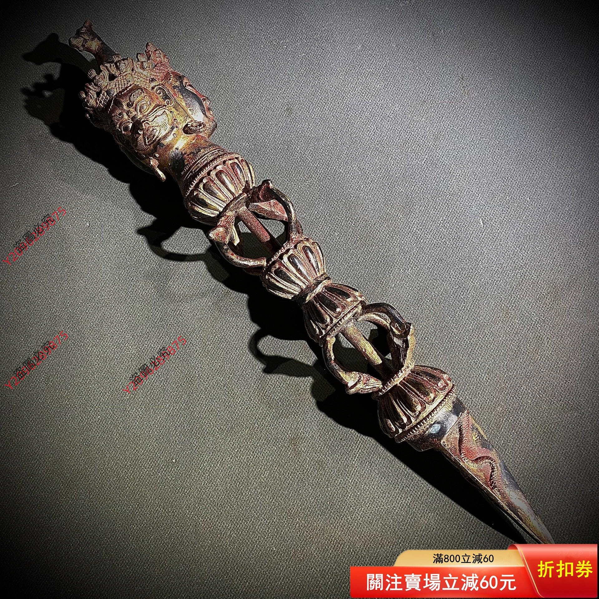 手作  純銅  密教法具  馬頭明王金剛杵35cm5 手作 純銅 密教法具 馬頭明王金剛杵35cm5 手作 純銅 密教法具 馬頭明王