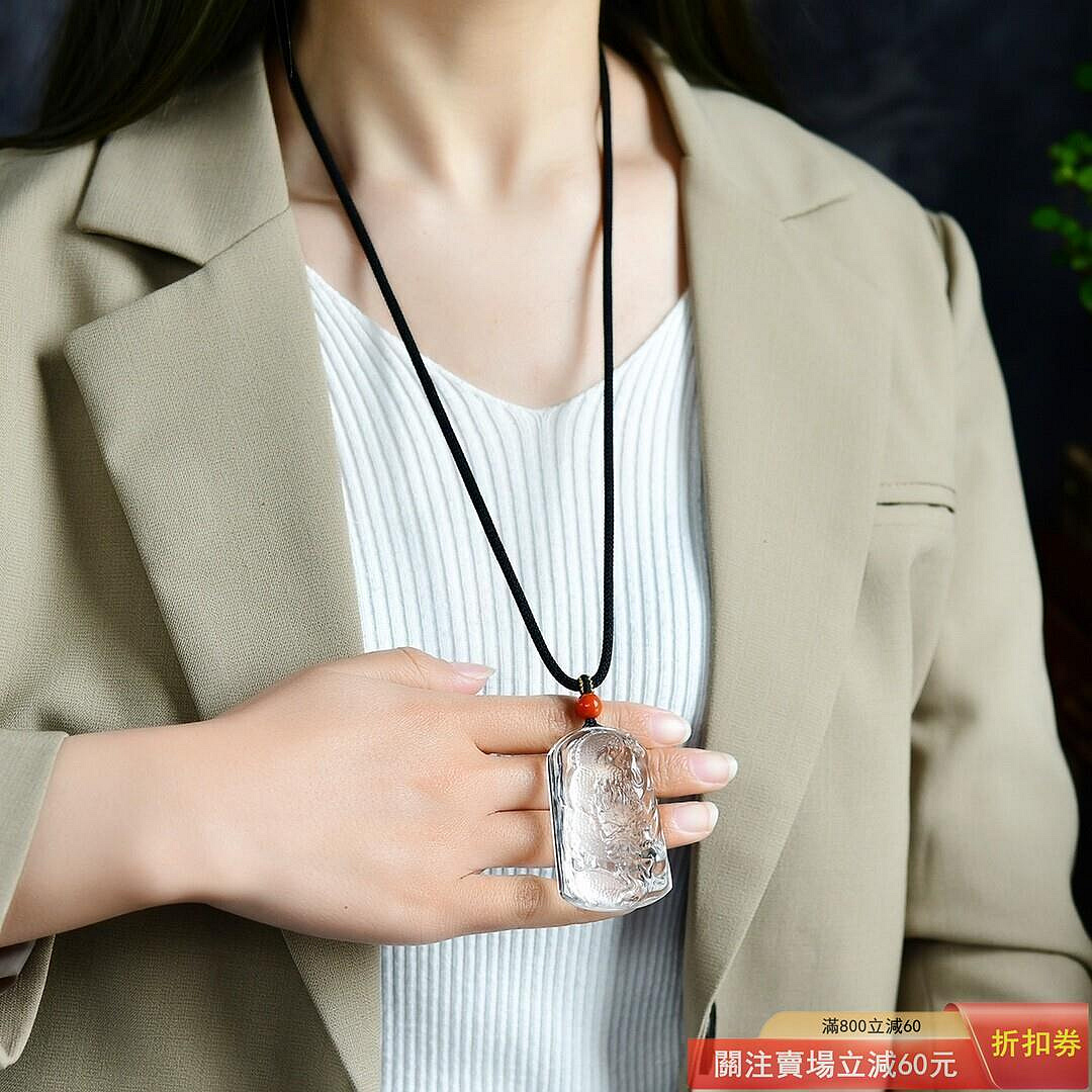 極品大號天然白水晶龍牌吊墜，掛，毛衣鏈，龍是英勇權威的象征，晶體通