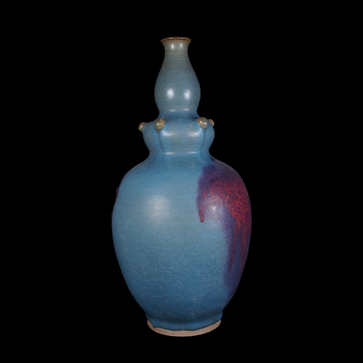 明時代 鈞窯 窯変青釉紫紅斑花耳瓶 唐物 骨董 入手困難 明代古玩WWTT327 明時代 鈞窯 窯変青釉紫紅斑花耳瓶 唐物 骨董 入手困難 明代古玩