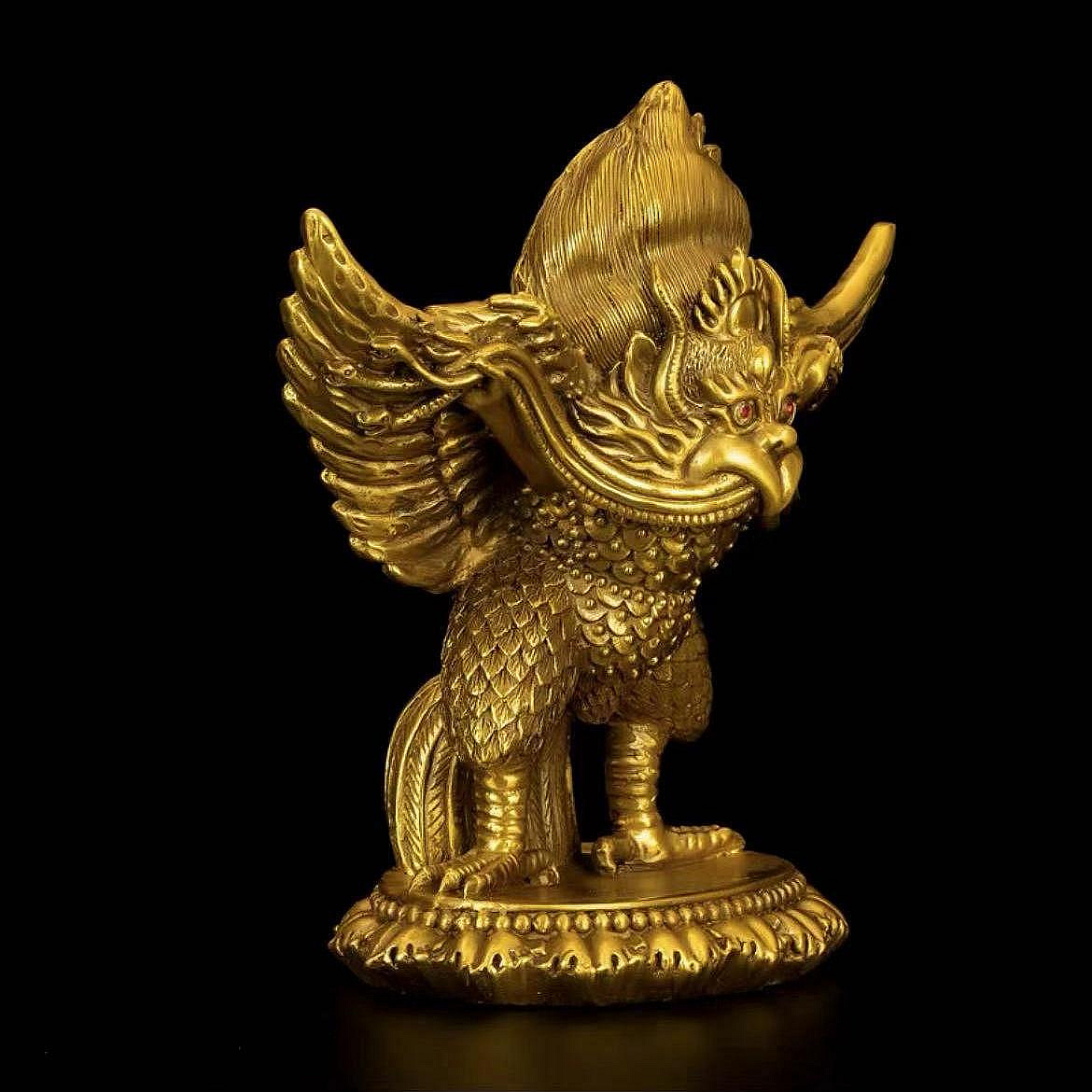 金小鋪銅大鵬金翅鳥擺件密宗藏傳迦樓羅金翅大鵬鳥銅像家居供奉擺設禮品