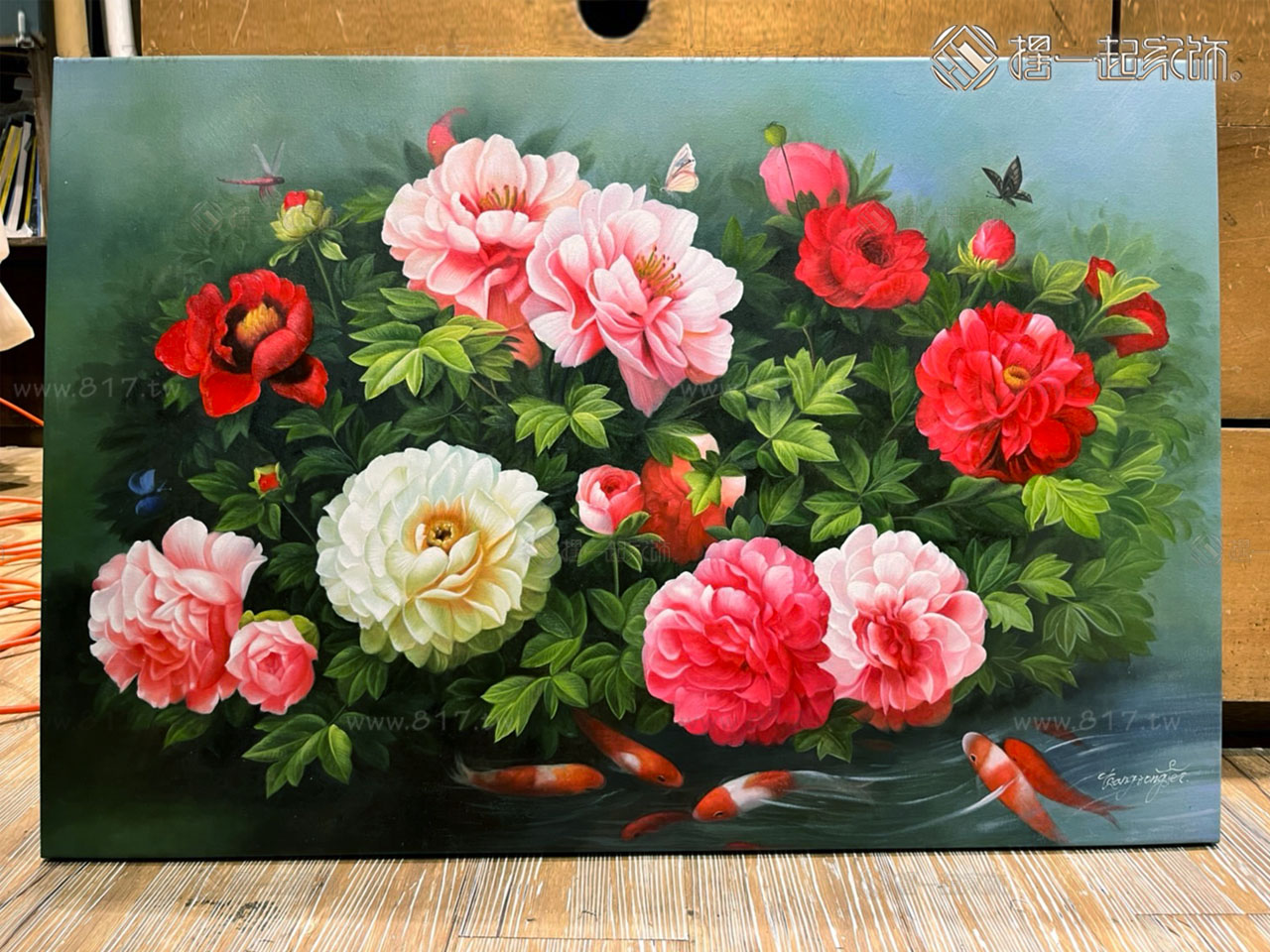 油彩画　「　牡丹　貴婦人　」　額付　原画 957ee89a-a6b3-4d30-8f9b-